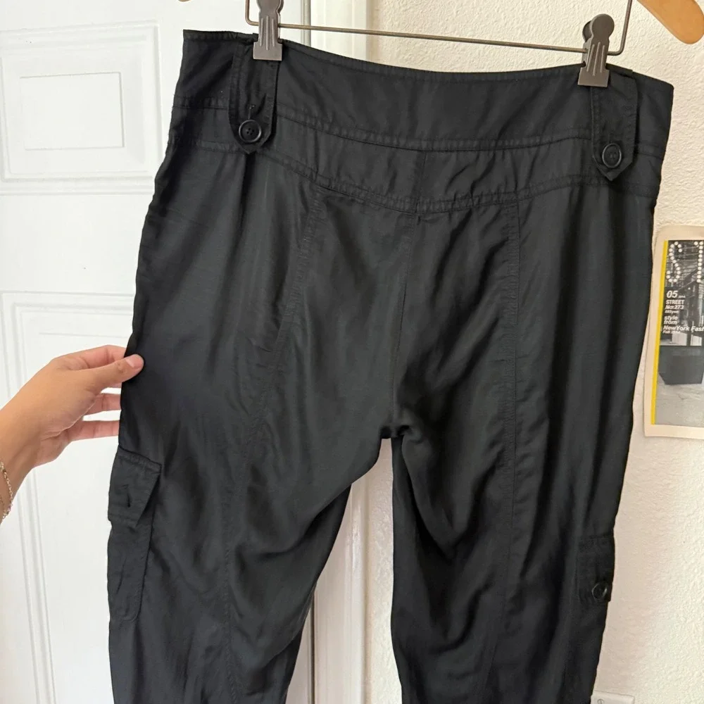 AMBIENTE black cargo slim straight leg lagenlook cropped‎ pants